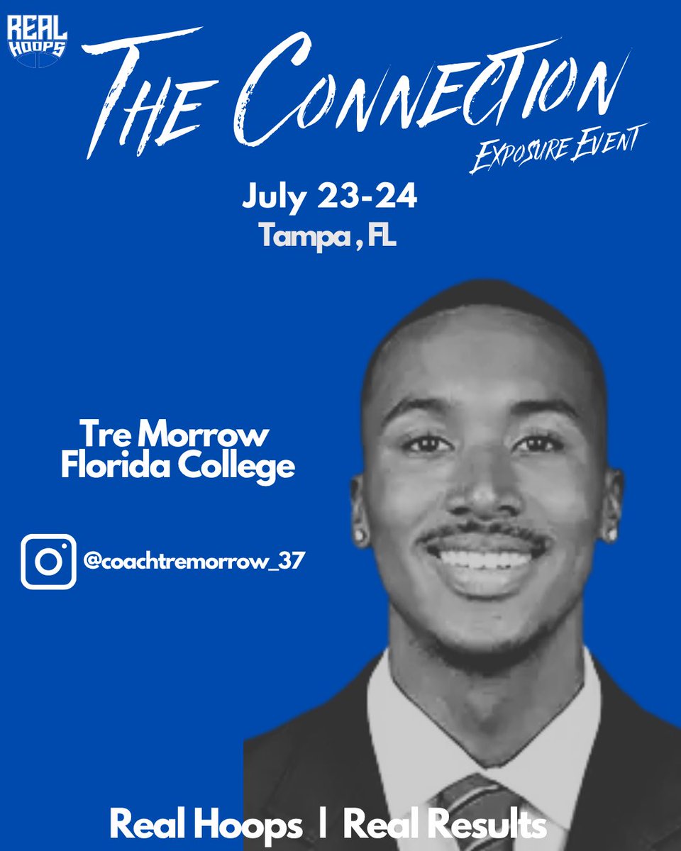 🚨 Coach Intro Series 🚨
Say hello to Tre Morrow from Florida College — one of the rising coaches you’ll get to connect with at The Connection Exposure Event!

📍 Tampa, FL
📅 July 23-24

Link in Bio to Register!
