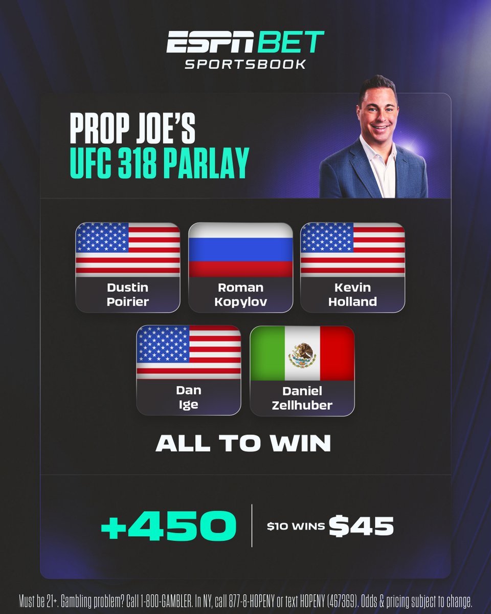 JoeFortenbaugh's tweet image. Fun card tonight for #UFC318. Here's some action for the main card over at @ESPNBET. I also like Kyler Phillips on the prelims as well. #GetHot #Ad espnbet.com/?_branch_match…