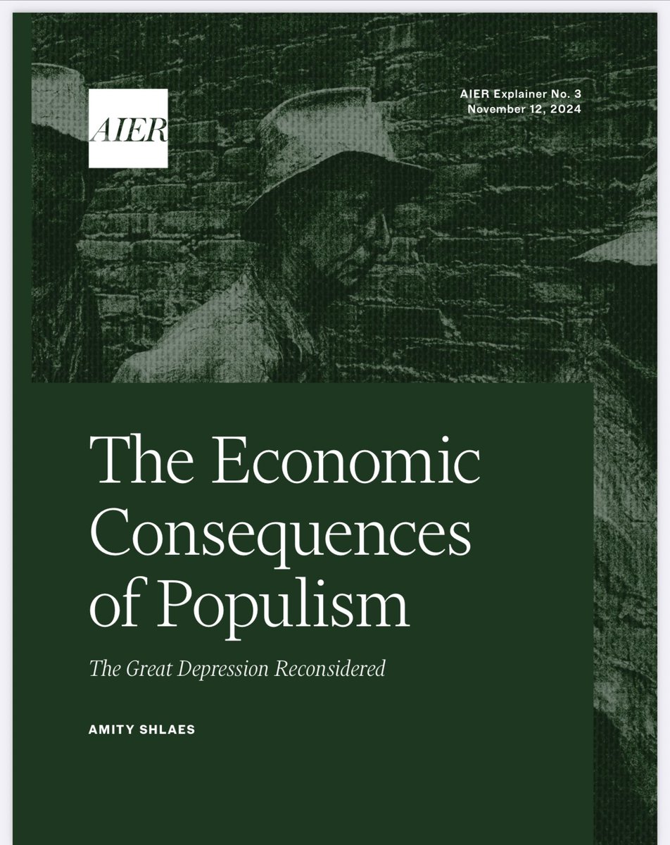 DrSamuelGregg's tweet image. One of my favorite @aier papers is the great @AmityShlaes’ analysis of the ways in which #populism drove some of FDR’s most disastrous policies during the #GreatDepression:⬇️
aier.org/wp-content/upl…