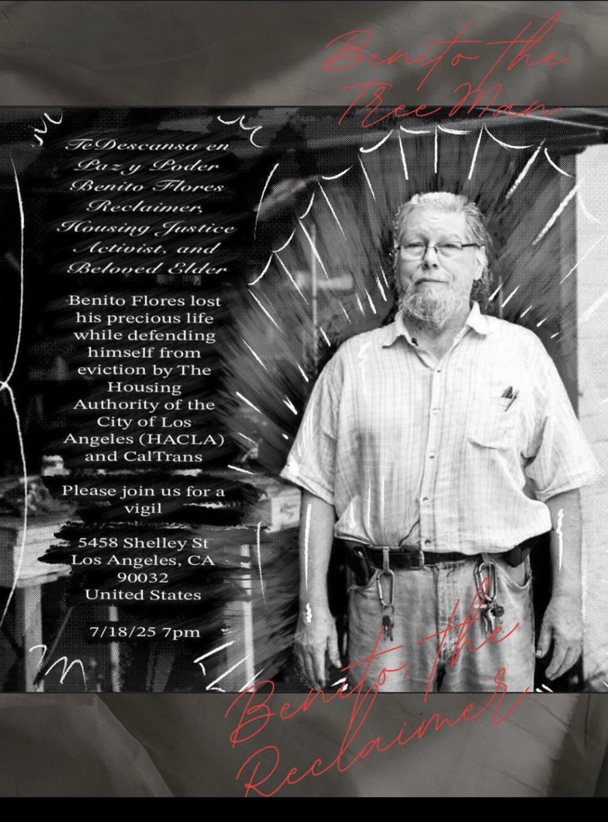 ananyaUCLA's tweet image. The death of Benito Flores is social murder. Benito was an extraordinary thinker with an incisive analysis of state violence and who fearlessly asserted his rights in the face of such violence. Rest in power dearest Benito. May we all continue the housing justice you taught us.