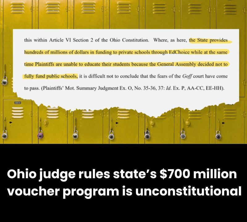 The74's tweet image. School choice backers vow appeals after Ohio private school tuition vouchers for 140,000 students are found to shortchange school districts buff.ly/8QGbIp3