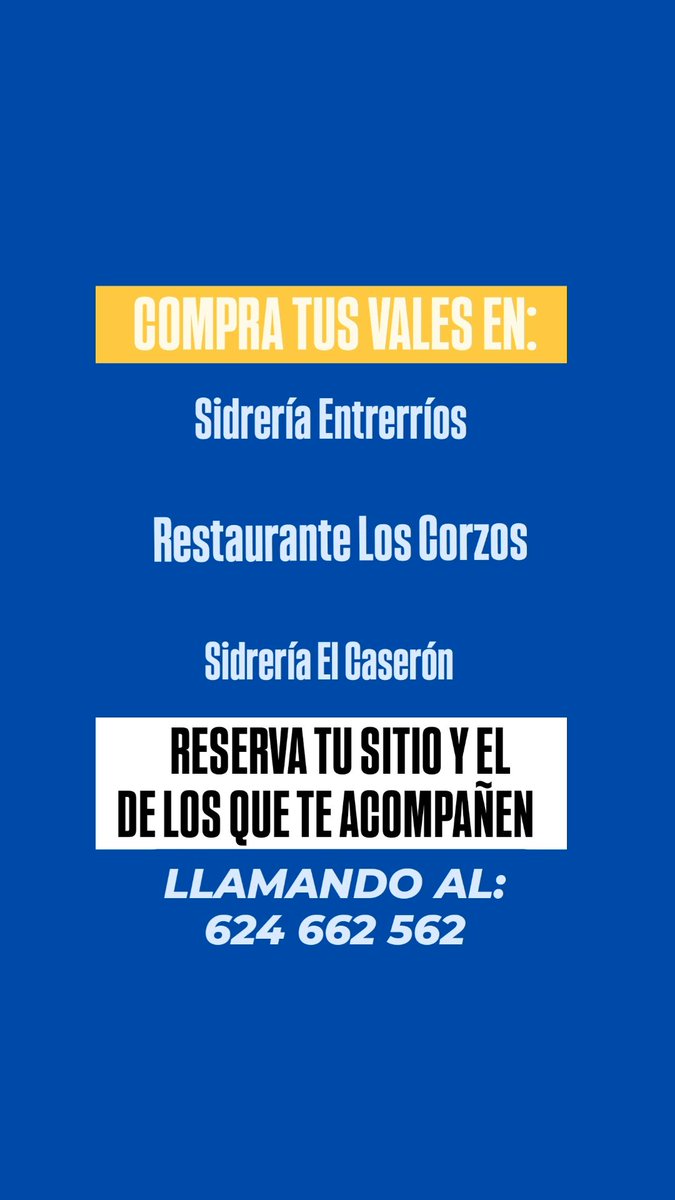 lamanxoya's tweet photo. Ya solo quedan 26 vales /sitios para comer DENTRO de la carpa!!! 
Puedes comprarlos en:
- Sidrería Entrerríos
- Restaurante Los Corzos
- Sidrería El Caserón

Tod@s los que habéis comprado vales, recordar que debeis llamar si queréis comer juntos dentro de la carpa
Telf  624662562 https://t.co/rEhp32tBAG