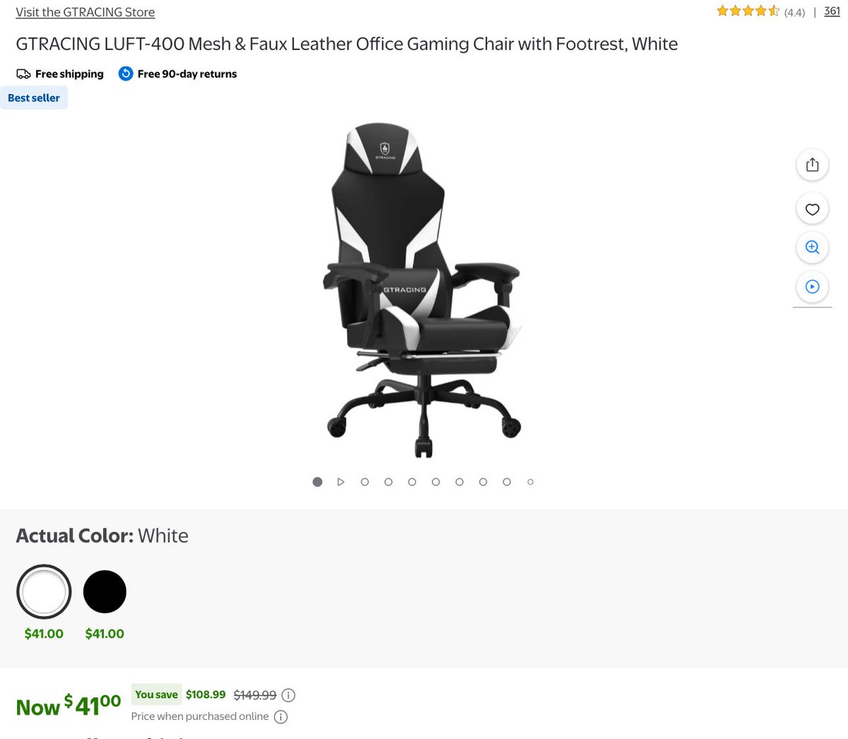 🏃‍♂️ ANOTHER ONE! GTRACING LUFT-400 Mesh &amp; Faux Leather Office Gaming Chair with Footrest, White now $41 via Walmart

🔗 - link.lordofsavings.com/44WqA3u

#LRDeal | #AD