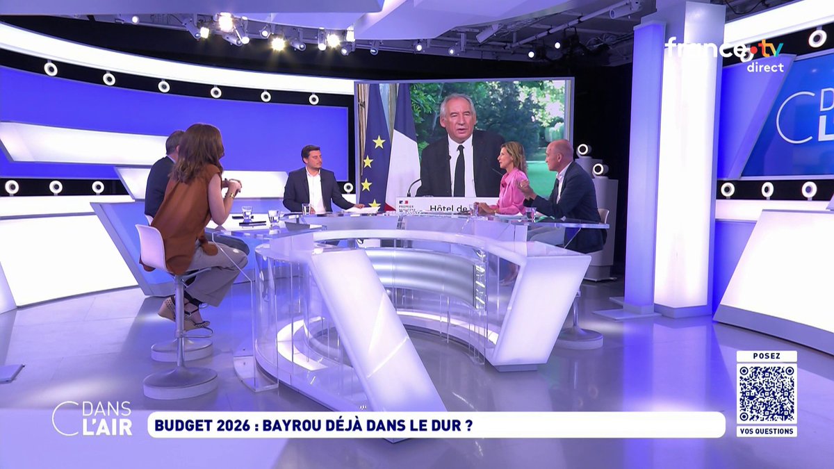 Cdanslair's tweet image. ⬛Budget 2026 : Bayrou déjà dans le dur
Retrouvez l'émission #cdanslair présentée par @LoSenechal, en replay sur France 5 et sur toutes les plateformes de podcast : audmns.com/cfXainl
Bonne soirée, à demain !
#Politique #Budget…