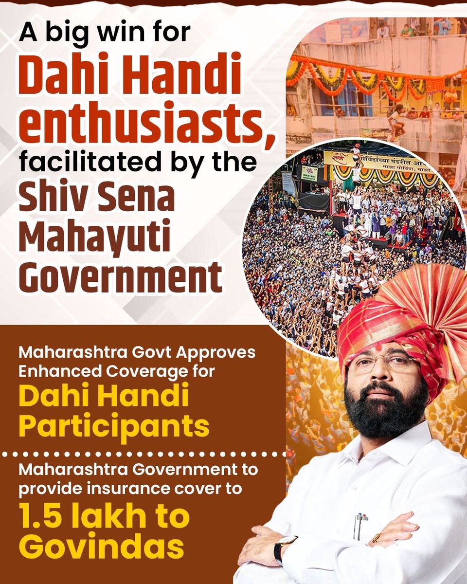 Bhakt_mhakal_ki's tweet image. A big win for Dahi Handi enthusiast, facilitated by shiv Sena mahayuti government