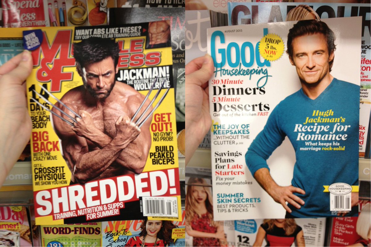 <a href="/Wokenessisevil/">No room for wokeness!</a> Hugh Jackman on a men's magazine vs. Hugh Jackman on a women's magazine: