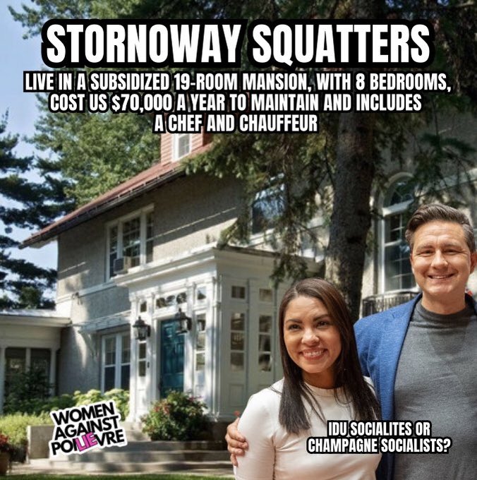 RGBAtlantica's tweet photo. Dear Alberta, @PierrePoilievre owns 2 houses in Ottawa and rents them out for income, he choses to live in a taxpayer funded mansion called Stornoway, with a chef, a chauffeur, a house manager, fully staffed servants. He pays no rent, no utilities, no property tax. Kick him out. https://t.co/IypFSO9XaE