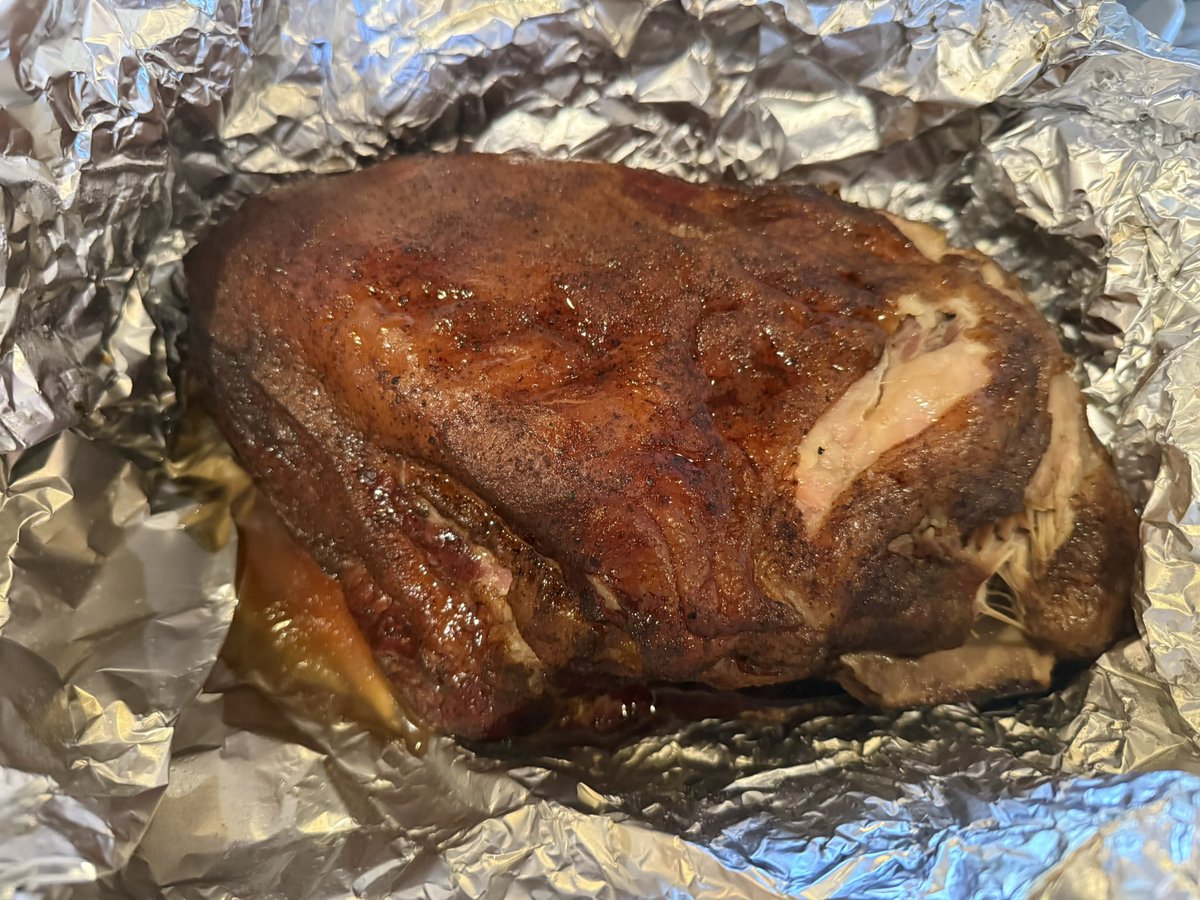 JimEspy's tweet image. Between the two storms, we got a 10th of an inch of rain last night so it kicked me out of the hayfield this morning so we are shredding the pork butts that I had on the pellet smoker yesterday. Then we will get ready for our second happy cow audit, which is on Monday.