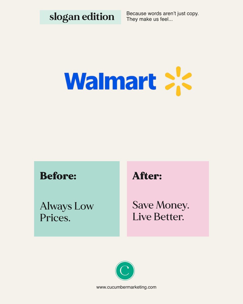 FRESH TAKE // They upgraded from a promise to a purpose. Because people don’t just want a deal, they want a better day.

Which one do you prefer? 

-- 
#marketing #business #wordsmatter #bcbusiness #growth