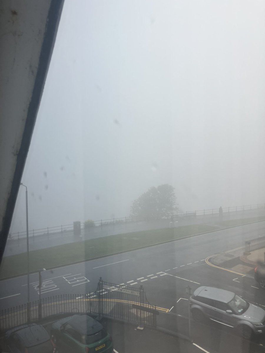 Tess_invests's tweet image. Another steamy evening. Puzzled holidaymakers peering out from the Esplanade “I think I can just about make out the sea”.