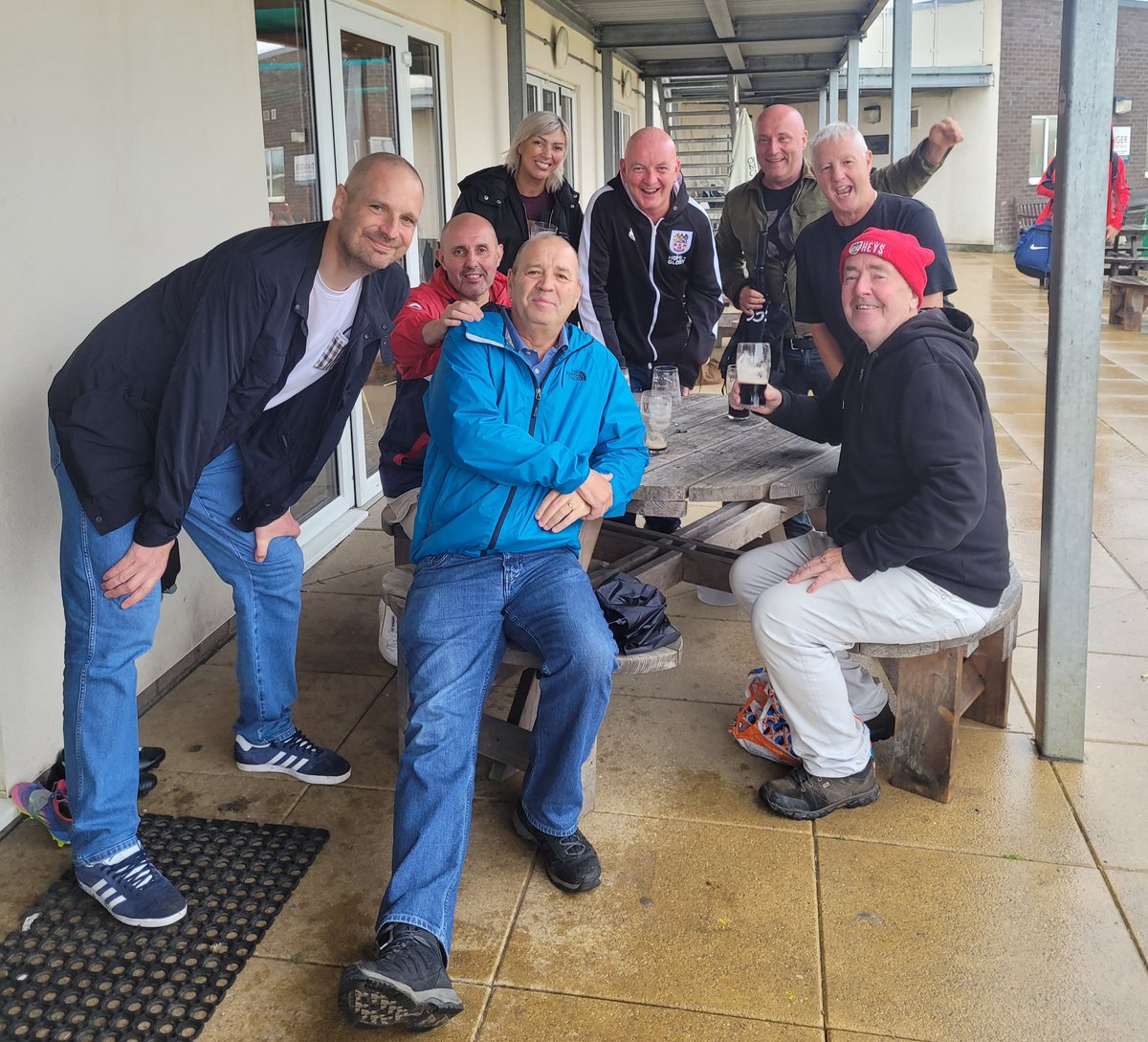 A few regulars and some of <a href="/baggie_ade/">Ade Brandwood</a> Ade's pals in our 5-0  win <a href="/SeatonCarewFC/">Seaton Carew FC</a> for <a href="/PrestwichHeysFC/">Prestwich Heys</a>  in the pouring rain and we go to Euxton Villa next week in confident mood Alfies free kick and hatrick  shone today in a confident display thank you Seaton for the hospitality.