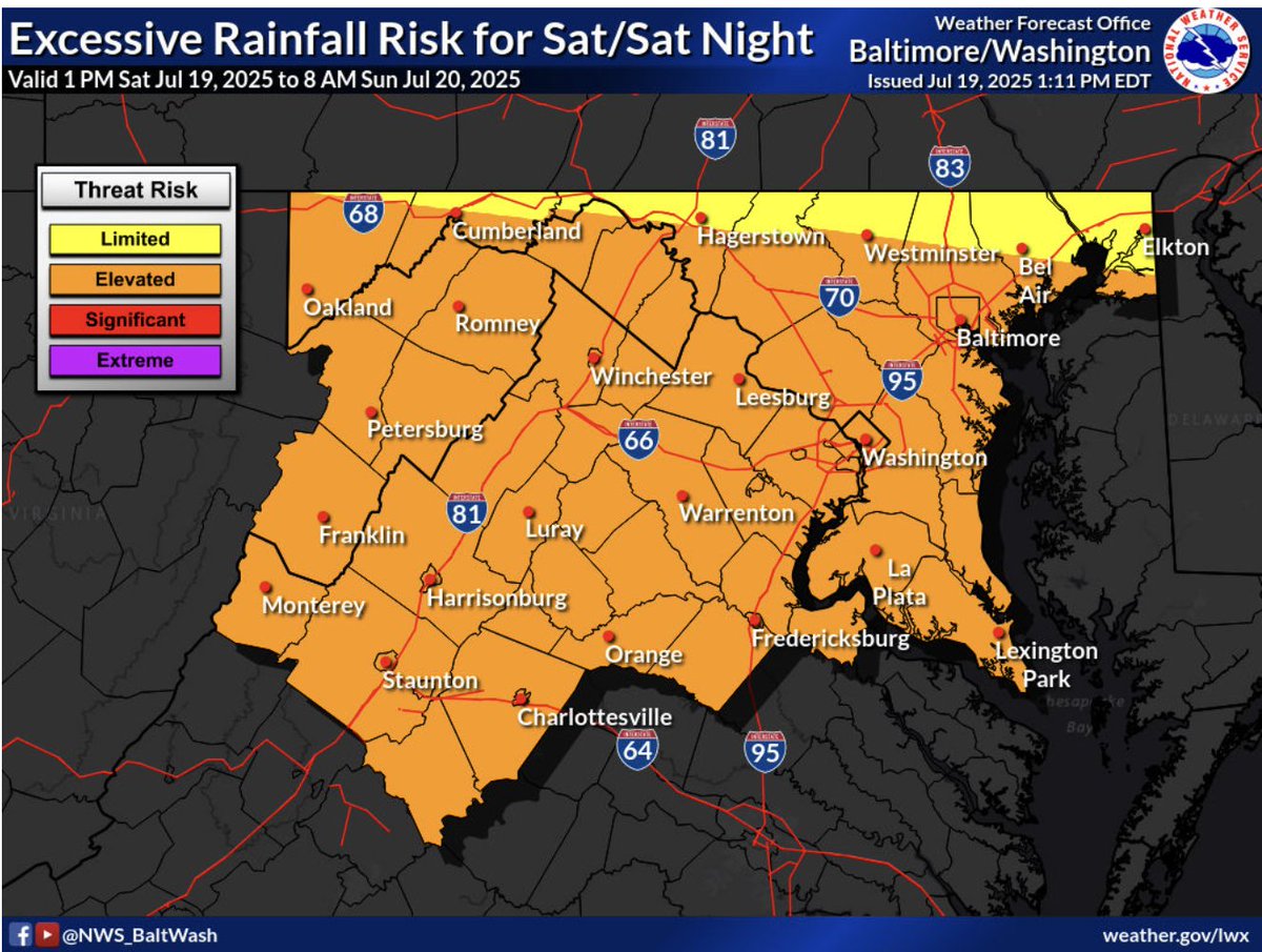 ryankanerWX's tweet image. Watching an area of showers and storms that will track east into the Balt/Wash area this afternoon. With high PWAT's >2.0", any shower/storm will be very efficient rainmakers. More scattered convection is possible ahead of this cluster. #MdWx