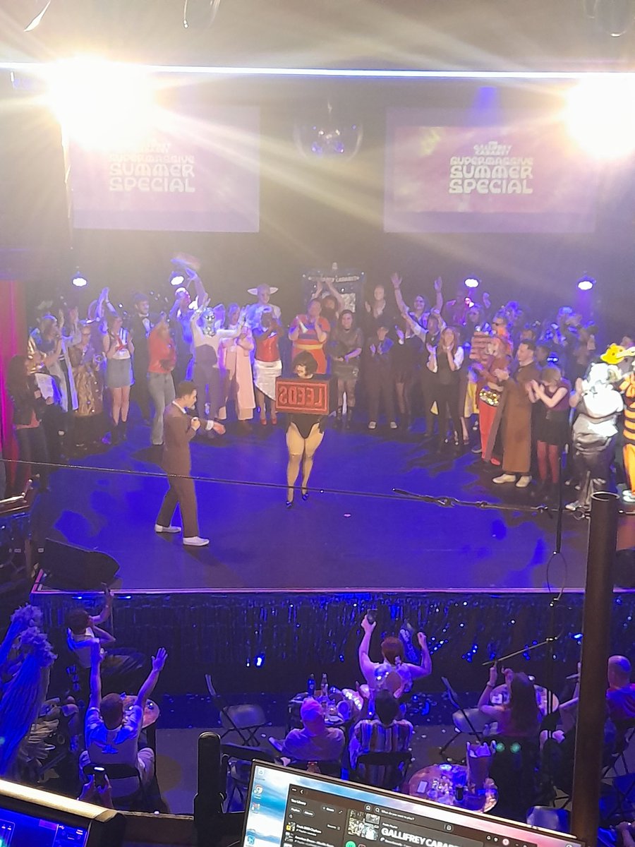 jamesliammcd's tweet image. Joyful night @gallycab

Sadie Miller played her Mum Lis Sladen in a School Reunion spoof

Carole Ann Ford was in the royal box 

A Leeds stamp won the cos-play competition

In short, a typical Gallifrey Cabaret... 

#gallifreycabaret #gallycab