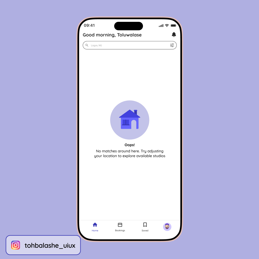 _Lashe_'s tweet photo. A mobile home screen designed for Studioverse — a platform where studio owners and creators connect effortlessly.
The goal was to prioritize exploration, nearby studios, and clean navigation.
#uiuxdesign #mobiledesign #studiospace #uxinspiration #uiuxdesign #ProductDesign https://t.co/4WB7RJ4U4k