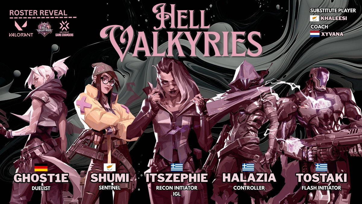 THE VALKYRIES ARE HERE!💜
We are delighted to introduce the roster that will represent the Hell Valkyries in upcoming tournaments!