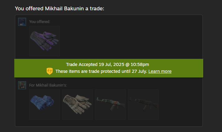 I also do item to item trades if someone wants something specific.

You can send me trade offer or ask me to source any item  for your items +- cash/crypto 

steamcommunity.com/tradeoffer/new…