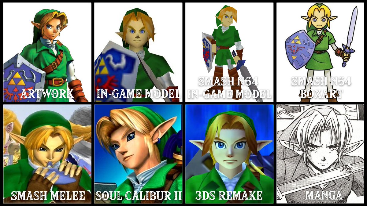 pikzel08's tweet image. the many variants of Link from Ocarina of Time, which one's your fav??