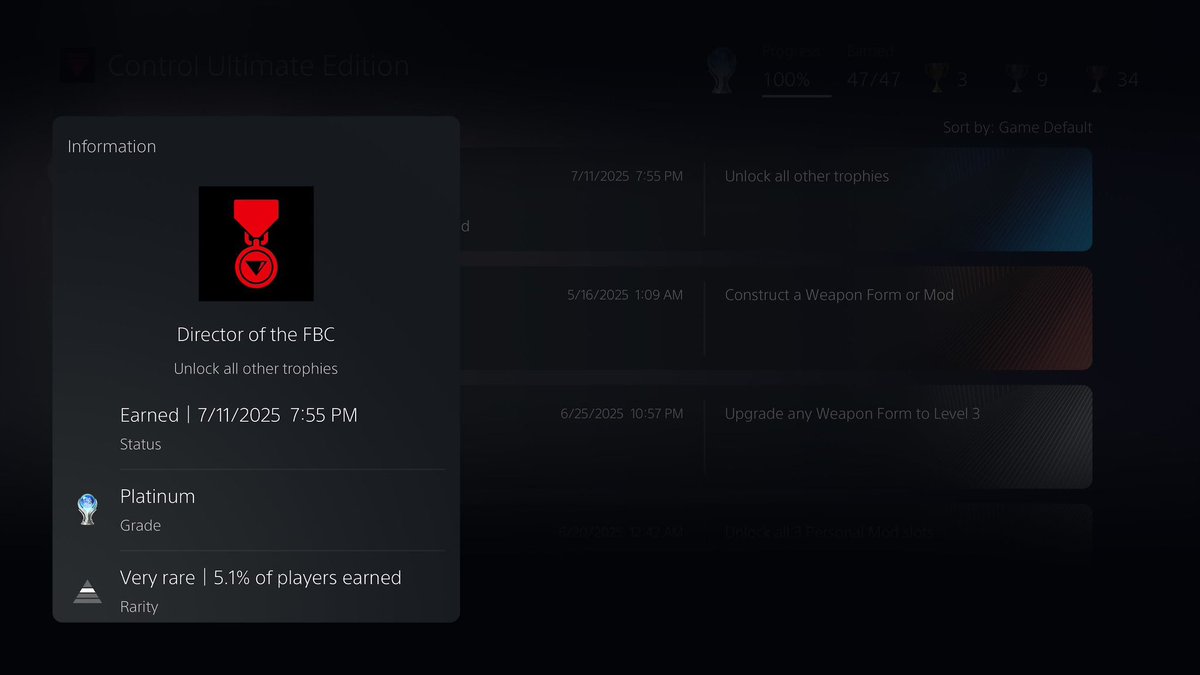 VAAVEgaming's tweet image. Forgot to let y’all know that I got the Platinum Trophy in Control and I’m a little bit better than you now 😂
#ControlRemedy #Control #PlayStation
