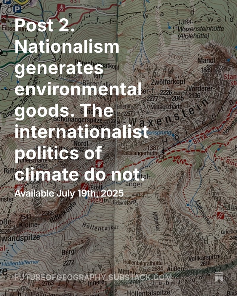 JacobAShell's tweet image. I've written my second post for Future of Geography. "Nationalism generates environmental goods. The internationalist politics of climate do not."
substackfwd.xyz/?url=https://f…