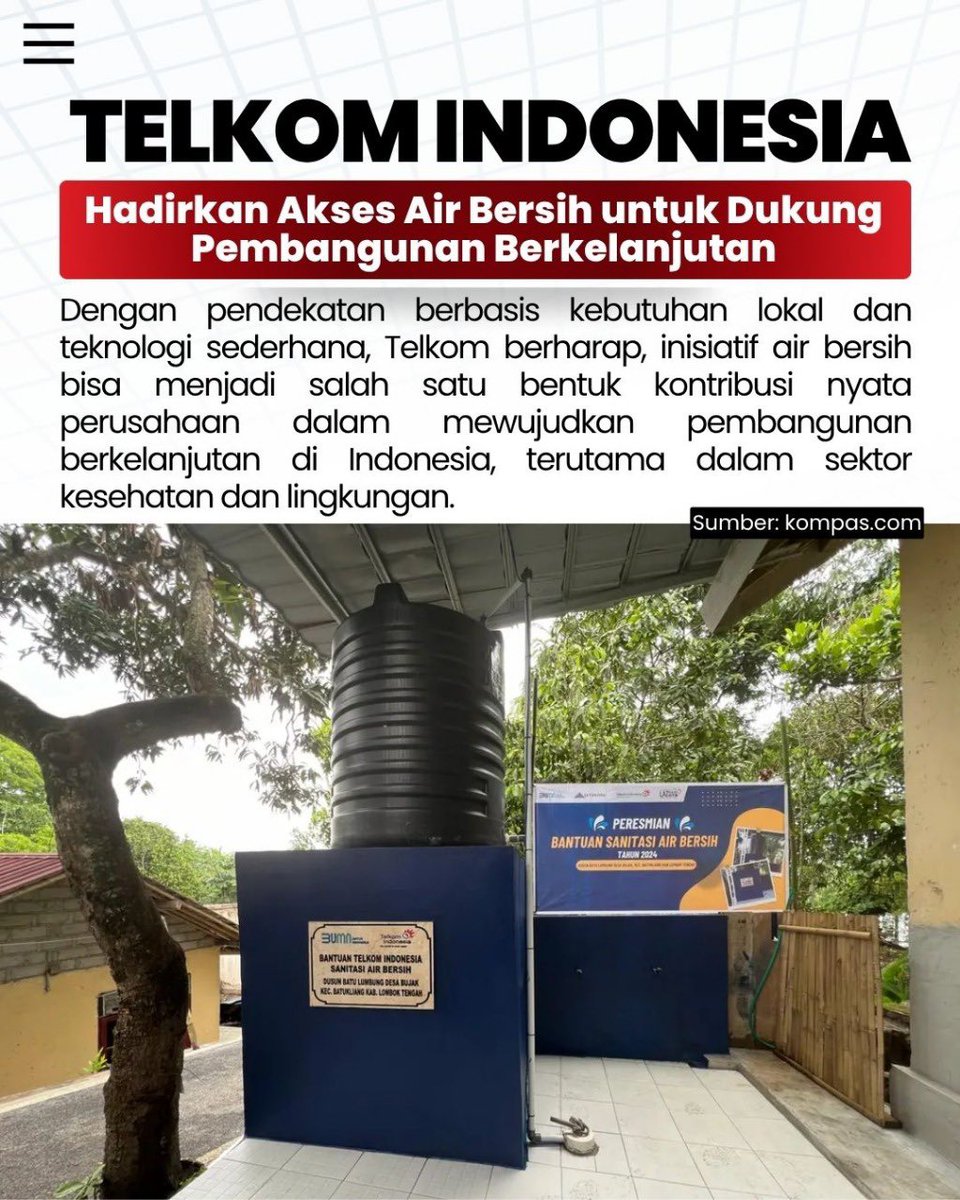 everynewsid's tweet photo. Air bersih, hak semua orang. Telkom Indonesia menghadirkan solusi nyata demi kehidupan yang lebih sehat dan berkualitas. #berita #telkomindonesia #telkomforyou
@TelkomIndonesia @KemenBUMN https://t.co/ltNq05qrO6