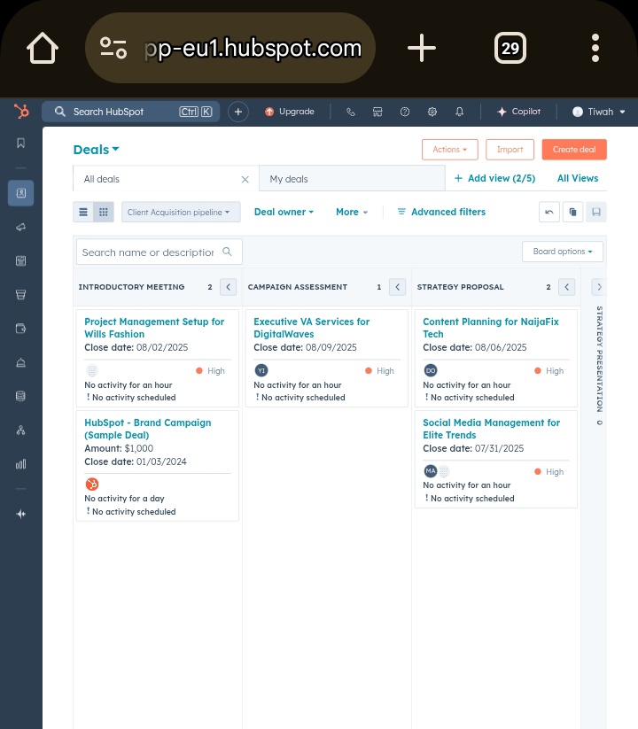 ruqayyahib's tweet image. In HubSpot, a deal represents a potential revenue opportunity basically a way to track people who might buy from you or need your service. Today, I created multiple deals, customized a full deal pipeline, and built a lead generation form for a real estate business. #Day 19