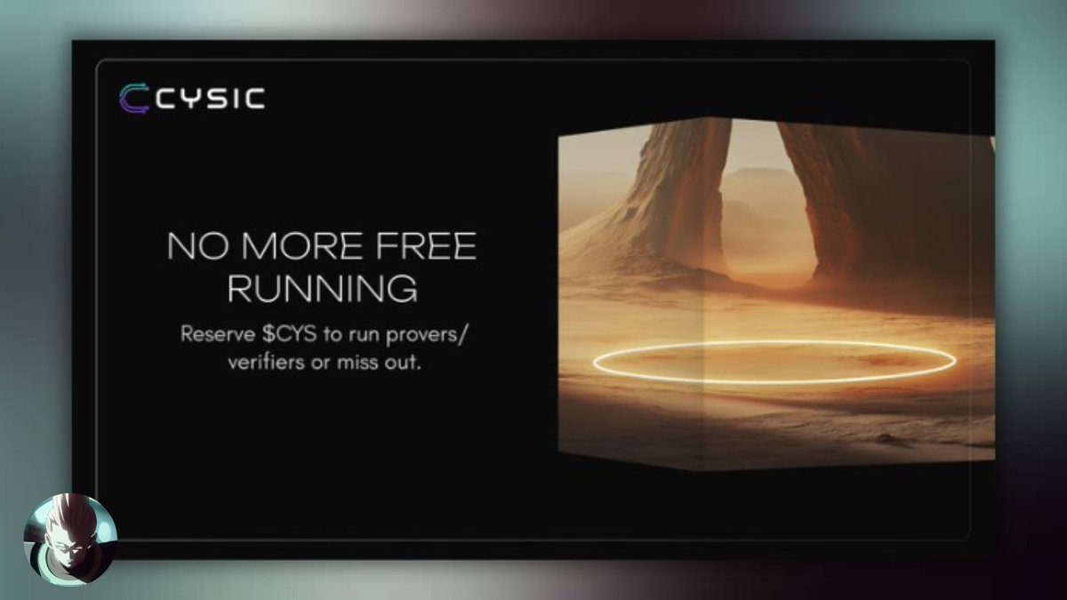 🚨Daily reminder!!!

Free running is coming to and end on Cysic.

You will need to reserve CYS to continue running nodes.

After July 21st, unreserved nodes will be paused.

To stay active, you will need 10 CYS for provers and 0.5 CYS for verifiers.

You can unreserve anytime and