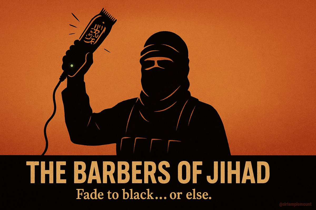 sirtemplemount's tweet image. When clippers become weapons and cowards like Julani pose as holy warriors, the joke writes itself. Qatar funds the theatrics, Iran whispers in the dark, and jihad becomes a parody of its own brutality. Fade to black? No — the world needs to wake up.