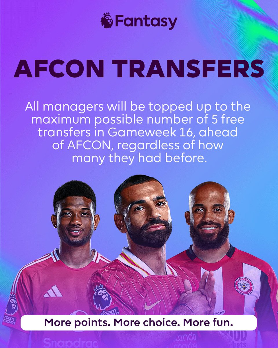 FPL_Walya's tweet photo. More FPL Changes:

- Double Chips 
- 5 AFCON transfers in GW16

What's your thoughts? 💭 https://t.co/E1cLHawGKx