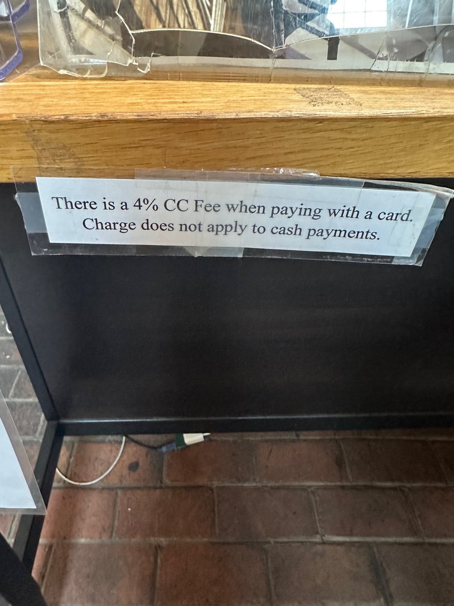 TradinWithMikey's tweet image. 4%?! That’s gotta be more than the issuer even charges the restaurant.
Merchants will be charging high single digit fees soon. This practice should be forbidden.
