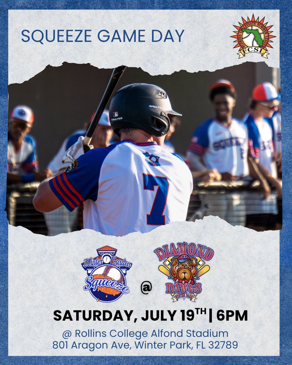 WGsqueeze's tweet image. SQUEEZE GAMEDAY
🏟️Rollins College Alfond Stadium
⏰6:00PM
🆚 Winter Park Diamond Dawgs