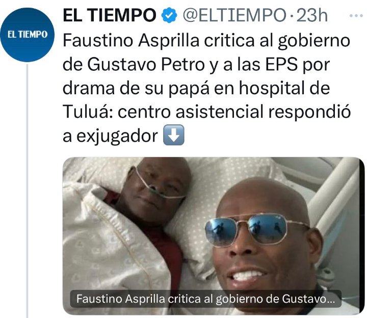 ¿Pero este no es el rico empresario de Tuluá, criador de caballos, que habla 4 idiomas y que ganó millones de dólares en el fútbol internacional?. Pero en vez de pagarle una EPS al papá, se salé por la más fácil, criticar al Presidente Petro. Y eso que a los uribistas, no les