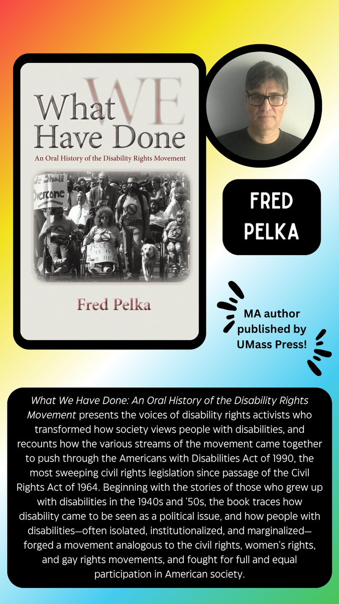 MassBook's tweet image. Commemorate Disability Pride month by reading a book on disability rights! Here is a list of just a few books by a Massachusetts author or published by a Massachusetts publisher for you to add to your TBR. Happy reading!