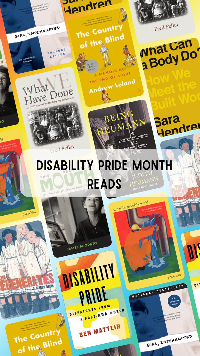 MassBook's tweet image. Commemorate Disability Pride month by reading a book on disability rights! Here is a list of just a few books by a Massachusetts author or published by a Massachusetts publisher for you to add to your TBR. Happy reading!