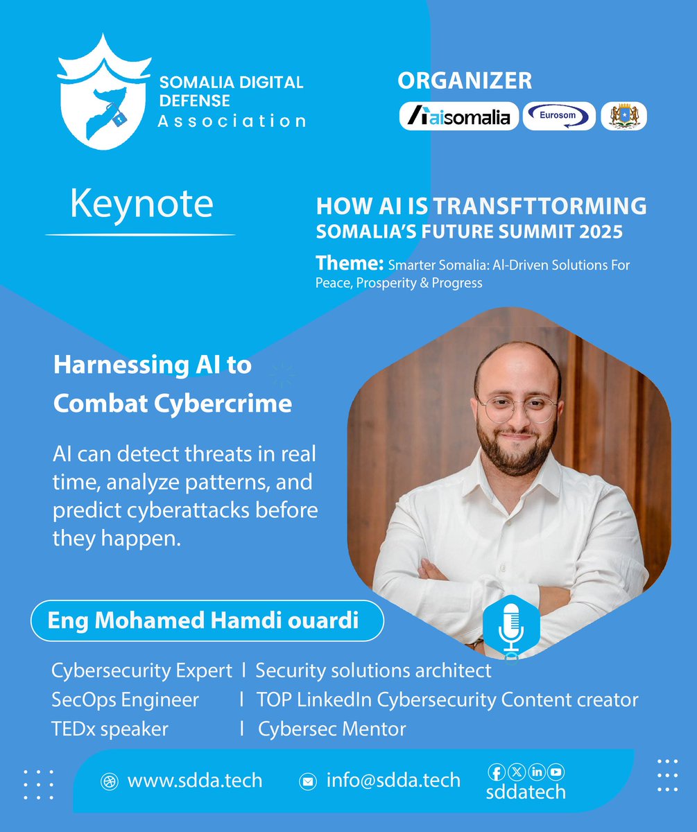sddatech's tweet photo. We are honoured to welcome Eng. Mohamed Hamdi Ouardi to our platform a distinguished Cybersecurity Expert, Security Solutions Architect, and SecOps Engineer whose work has shaped the global cyber defense landscape.
@sdda2025
#Technology https://t.co/weHnab9ylz