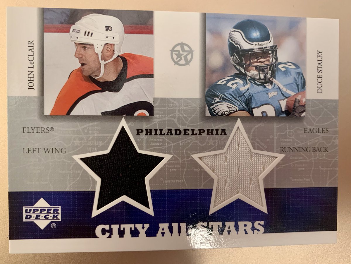 Something I think card companies should do more of: crossovers to other sports. #JohnLeClair and #DuceStaley , I think that’s really cool!
<a href="/NHLFlyers/">Philadelphia Flyers</a> <a href="/Eagles/">Philadelphia Eagles</a>