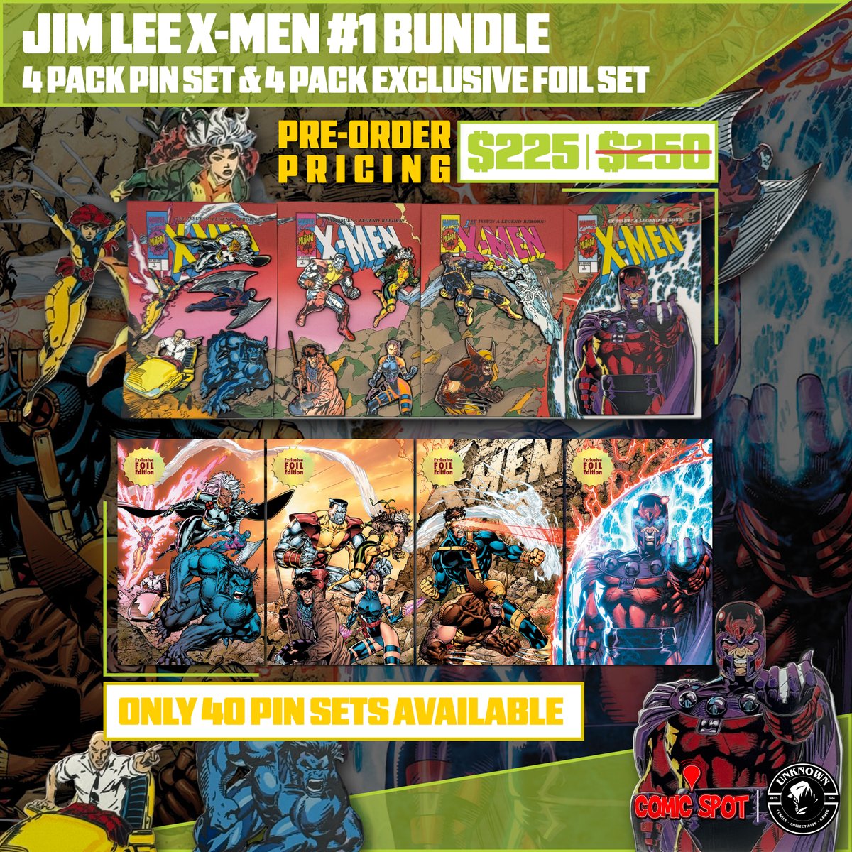 Unknown_Comics's tweet image. X-Men Pin Collectors! 🤩
Dream come true! Pre-order Jim Lee X-Men #1 13-Pin Set for $125!
ONLY 40 SETS! Also in bundle w/ Foil 4-Pack!
Secure yours: UnknownComicBooks.com & acomicspot.com!
#XMenPins #JimLee