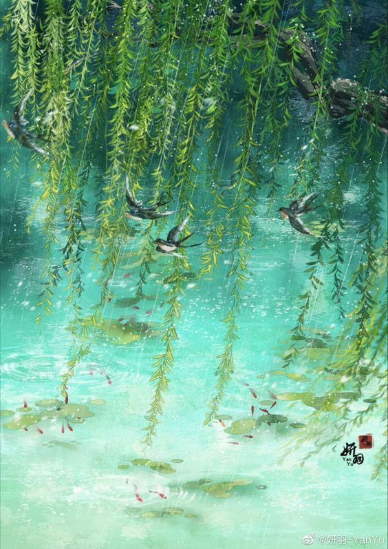 x1ngwu's tweet image. In the mists of rainy Zhejiang during the Jin Dynasty, the Qingyi Woman (青衣女) would appear—a graceful figure cloaked in blue, her umbrella glistening like a lotus leaf. She looked no older than seventeen, with a beauty that drew wandering hearts near. But behind the delicate…