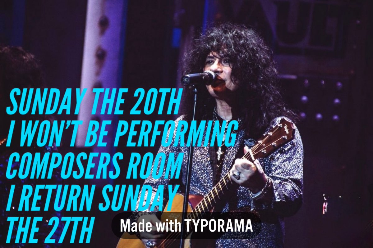 PaulShortino's tweet image. I won’t be performing this Sunday the 20th at the
Composers Room Due to over booked I ‘ll return Sunday the 27th