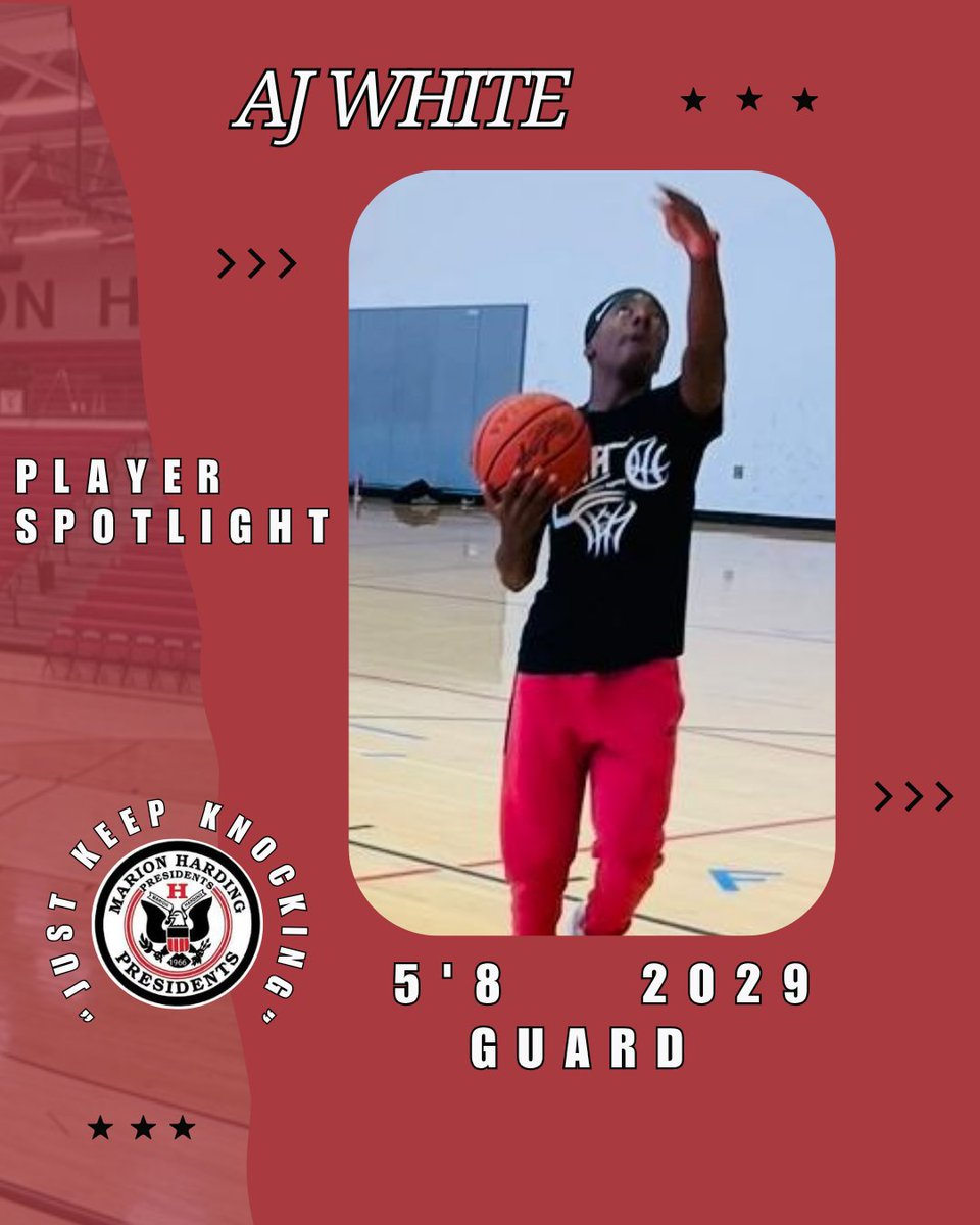 Marion Harding Boys Basketball (@prexyhoops) on Twitter photo Tapping in K-12 this week! High School, Middle School, and Youth Camp on the Line-Up Card! Congratulations to AJ White for earning our Player Spotlight of the week! #JustKeepKnockin <a href="/HardingPrexies/">Harding Presidents</a> Tapping in K-12 this week! High School, Middle School, and Youth Camp on the Line-Up Card! Congratulations to AJ White for earning our Player Spotlight of the week! #JustKeepKnockin <a href="/HardingPrexies/">Harding Presidents</a>