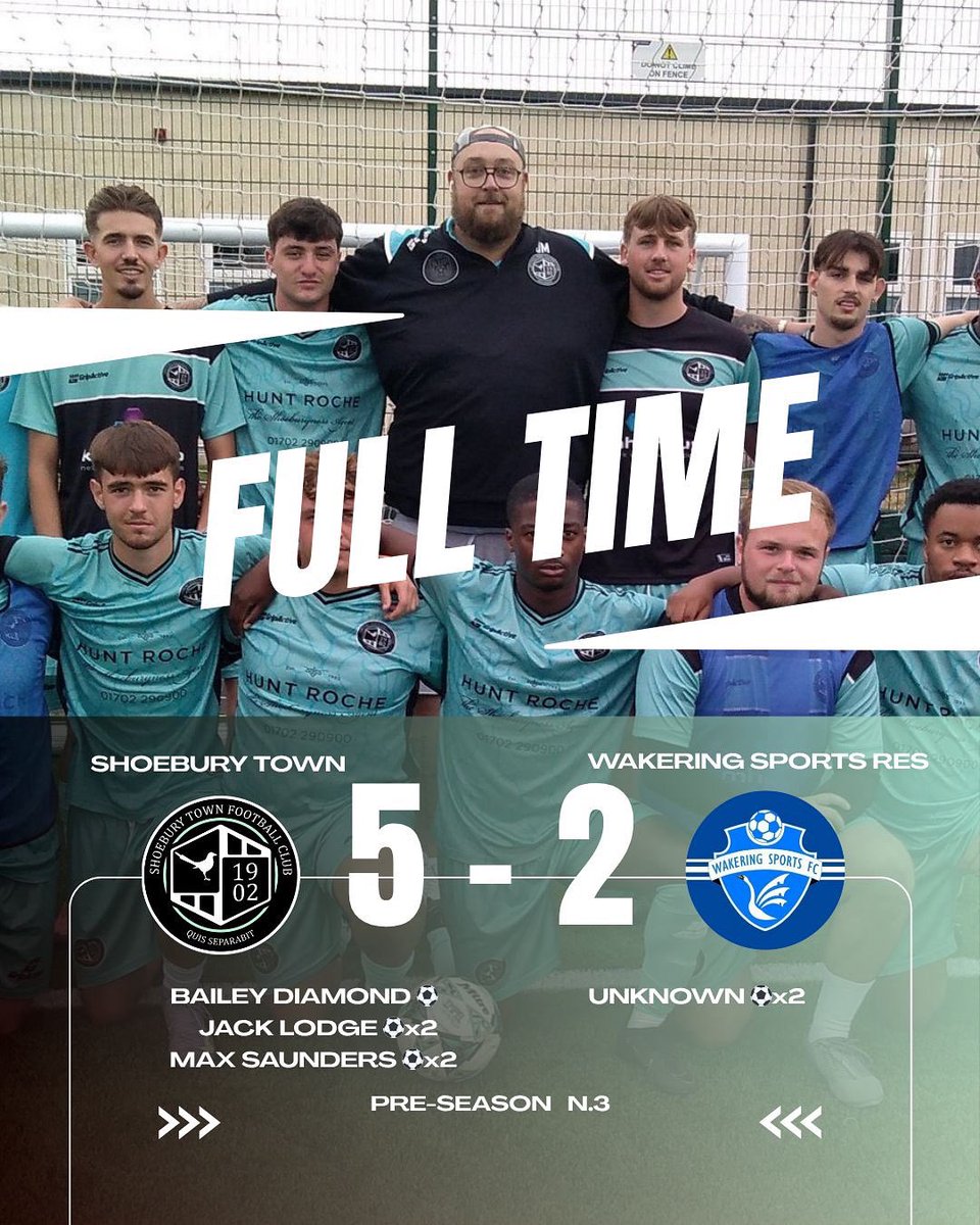 ShoeburyTownFC's tweet image. Solid 5-2 win in our third friendly vs Wakering Sports Reserves 💪⚽
Momentum building, performances growing. On to the next! 🔥 thanks Sports reserves for coming over 🖤🤍🖤
#PreSeason #UpTheLads #5StarPerformance
@TonyIncenzo @CJPhillips1982 @eofl @WakeringSports1