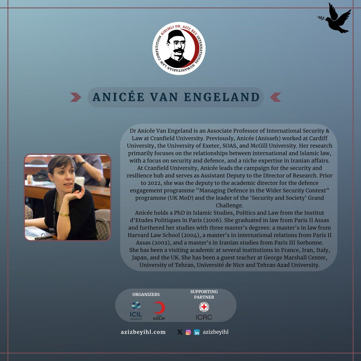 We are delighted to announce that Anicée Van Engeland will deliver a lecture at the 5th edition of the Kırımlı Dr Aziz Bey.  

For more information and applications, please visit our website: azizbeyihl.com