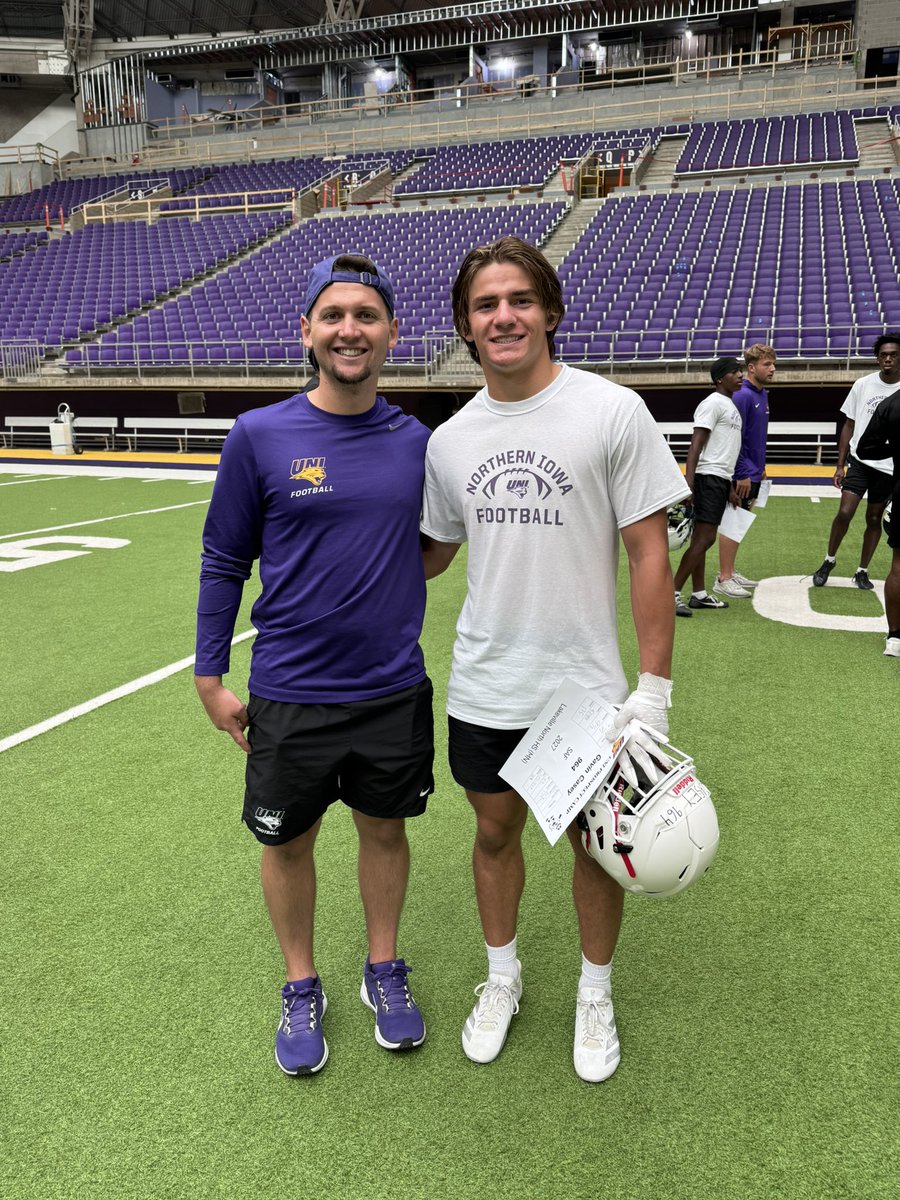 GavinCasey24's tweet image. Thank you @UNIFootball for having me out at such an amazing camp! Thanks again to @CoachHupke and @CoachKHodges for coaching me up and helping me get better!