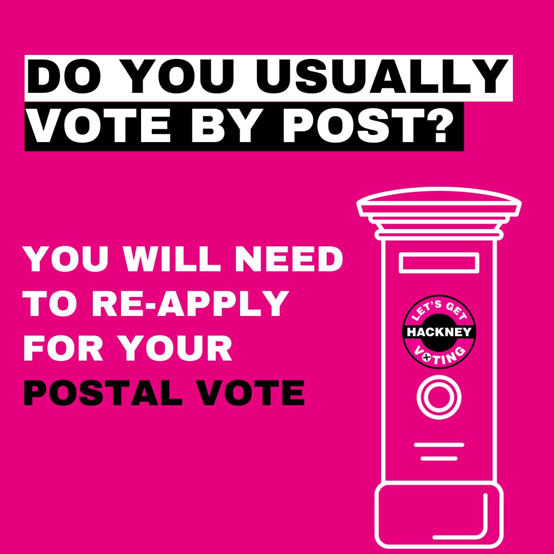 hackneycouncil's tweet image. ❗REMINDER: There has been a change in law and postal votes now have an expiry date: 31 January 2026. If you vote by post, please re-apply ➡️ orlo.uk/dU6Q9
If you have recently made a postal vote application on or after 4 February 2025, you do not need to reapply.