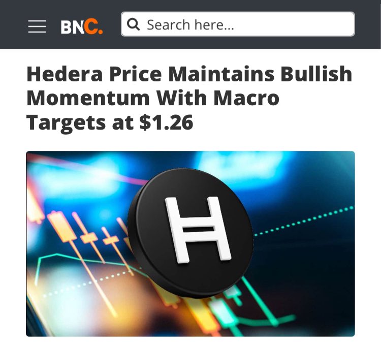 markchadwickx's tweet image. 🚨 BULLISH ANALYSIS: $HBAR Price Maintains Bullish Momentum With Macro Targets at $1.26 - $3.33
“Analysts have shared long-term projections pointing toward $0.504, $1.26, and even $3.33, backed by structural strength and Fibonacci extension targets.
“With the 3-month 20 EMA…