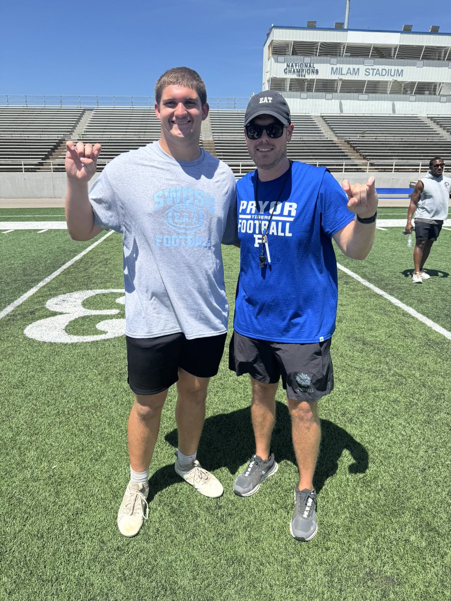Cooper McMillan (@coper_mcmillan) on Twitter photo Great day at the <a href="/SWOSUFootball/">SWOSU Football</a> camp today! Thank you for <a href="/BooneFeldt/">Boone Feldt</a> <a href="/CoachWrather/">Mason Wrather</a> and <a href="/coachrice_4/">Andrew Rice</a> for having me out!
<a href="/zachhowardd/">Zach Howard</a> <a href="/Rodriguez_lb20/">Carlos Rodriguez</a> <a href="/cpathletics01/">Collinsville Pirates Athletics</a> Great day at the <a href="/SWOSUFootball/">SWOSU Football</a> camp today! Thank you for <a href="/BooneFeldt/">Boone Feldt</a> <a href="/CoachWrather/">Mason Wrather</a> and <a href="/coachrice_4/">Andrew Rice</a> for having me out!
<a href="/zachhowardd/">Zach Howard</a> <a href="/Rodriguez_lb20/">Carlos Rodriguez</a> <a href="/cpathletics01/">Collinsville Pirates Athletics</a>
