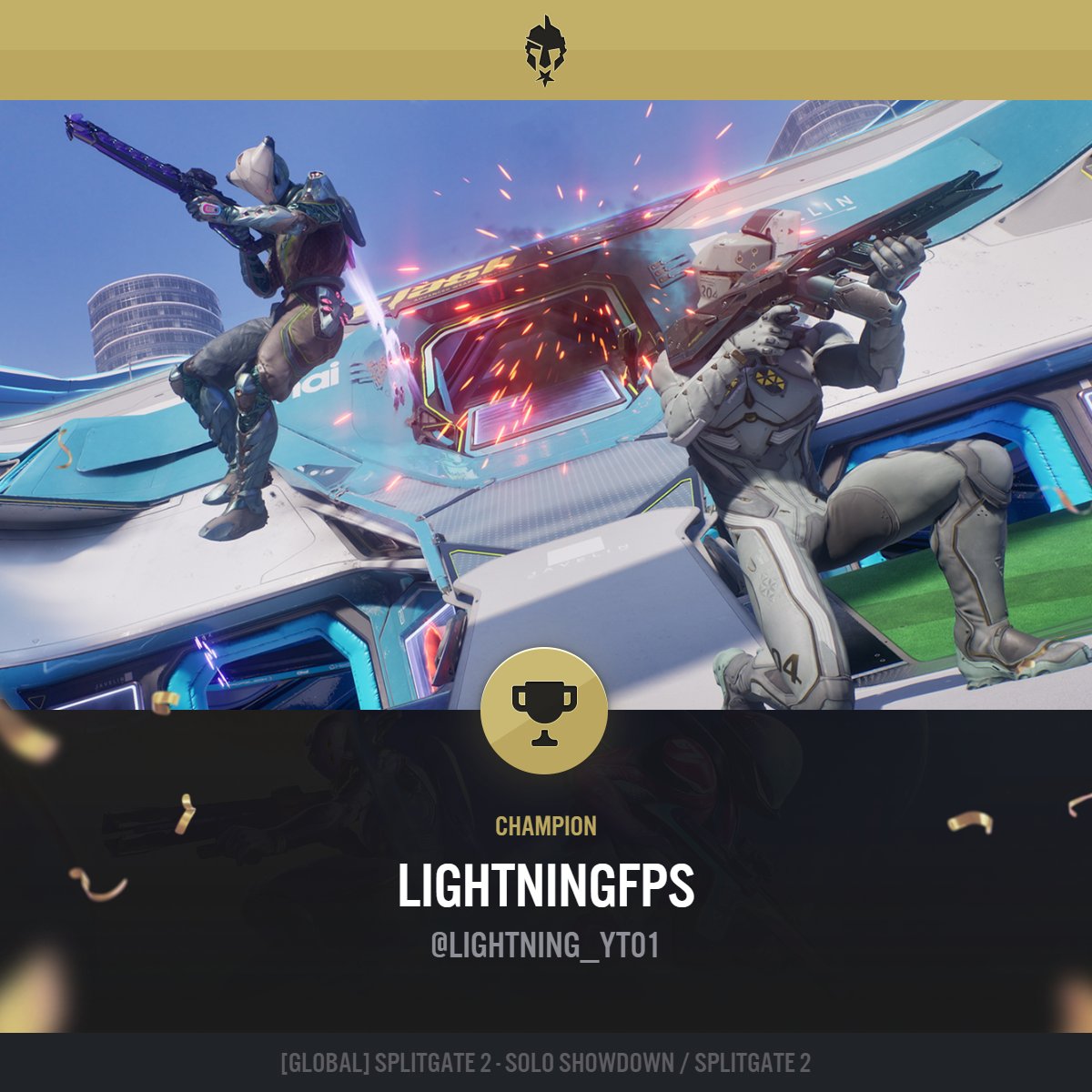 EGL's tweet image. GG to @lightning_yt01 🏆! Great victory today on our @Splitgate Solo showdown!
See you all on the next ones! egl.tv/game/splitgate…