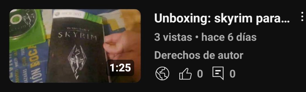 Por motivos de dereschos de autor tube que borrar 2 videos, el unboxing de skyrim y la colección de juegos de wwe 2k, así que regrabare el de skyrim de xbox 360 y sobre la colección lo estoy subiendo como short

Ahora entiendo cuando los youtubers se enojan por reclamaciones asi