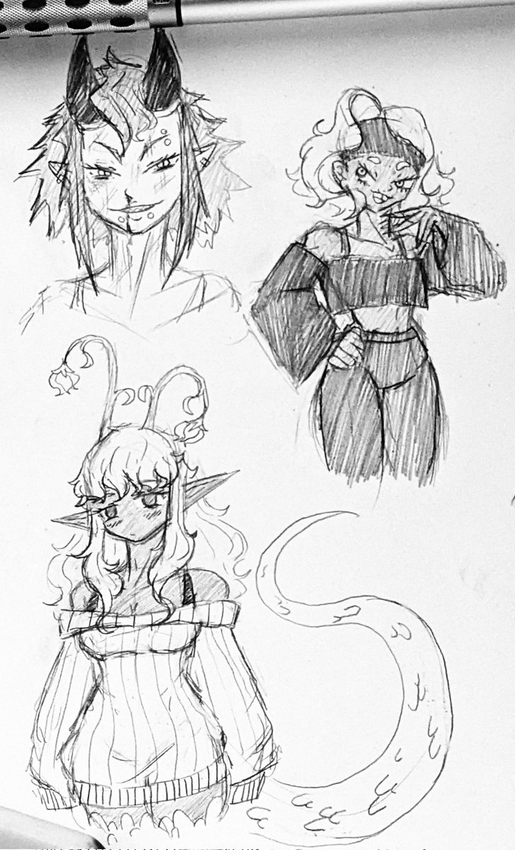 JulienWestt's tweet image. Some quick little doodles I did while falling asleep last night!
I&apos;ll do some digital stuff later tonight! 

#art #artmoot #artshare #characterdesign #sketches #Doodles #oc #ocart