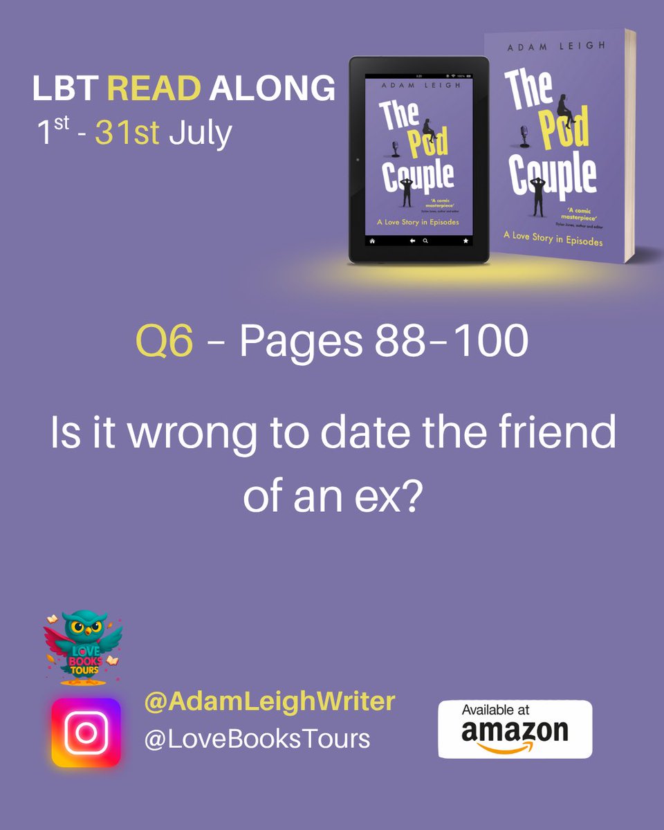emma fitzgerald (@fitzgerald631) on Twitter photo Read-along for The Pod Couple by Adam Leigh. Q6 I suppose it is yes but sometimes you can’t help who you have feelings for . But if you can try not to because it might be completely with your friend
<a href="/Lovebookstours/">Love Books Tours</a>
#Ad #LBTCrew #BookTwitter #FreeReview #FreeBookReview # Read-along for The Pod Couple by Adam Leigh. Q6 I suppose it is yes but sometimes you can’t help who you have feelings for . But if you can try not to because it might be completely with your friend
<a href="/Lovebookstours/">Love Books Tours</a>
#Ad #LBTCrew #BookTwitter #FreeReview #FreeBookReview #