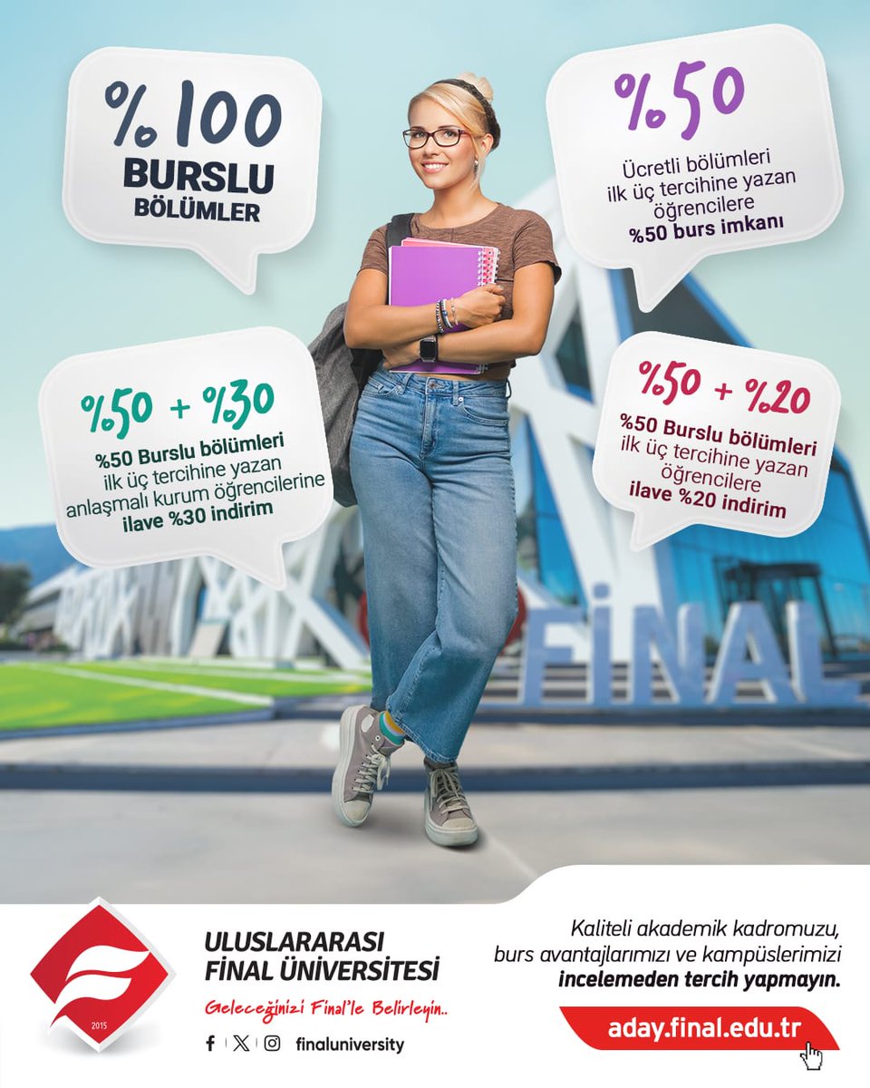 Uluslararası Final Üniversitesi Bursları için aday.final.edu.tr adresinden bilgi alabilirsiniz